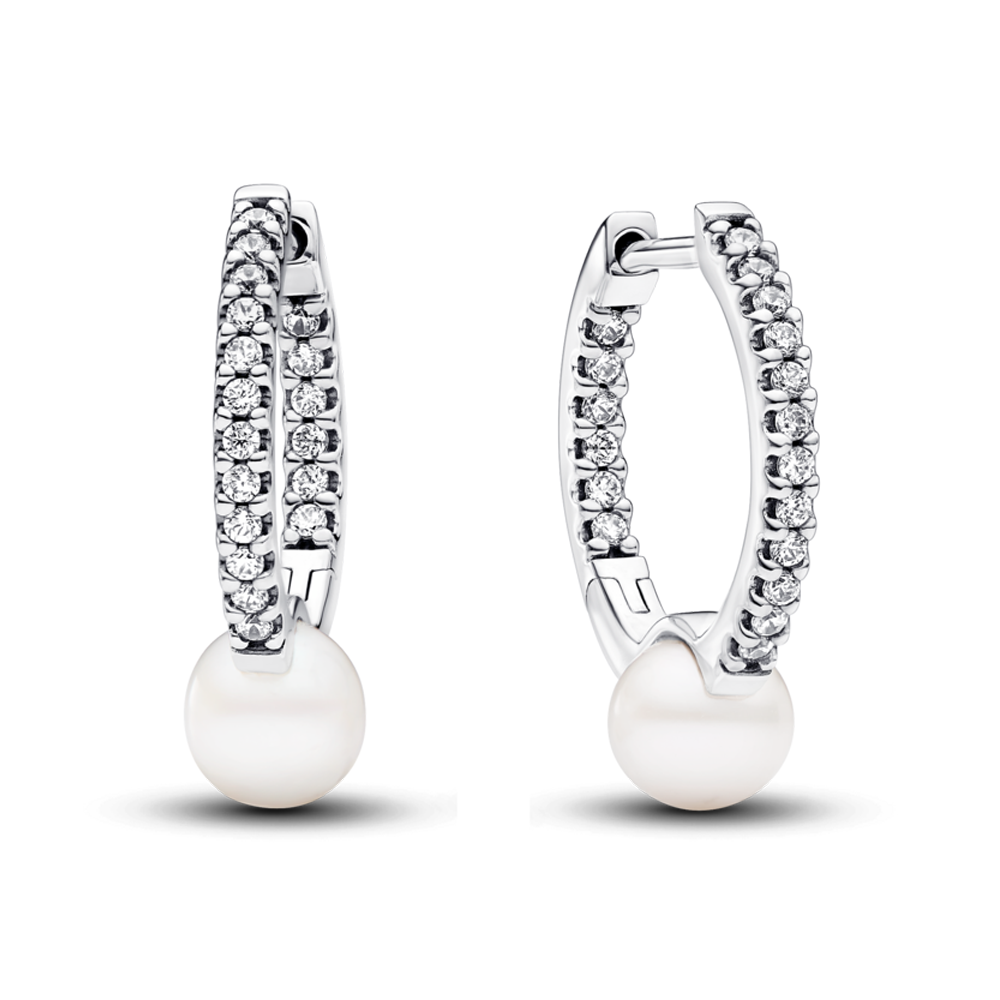 Treated Freshwater Cultured Pearl & Pavé Hoop Earrings
