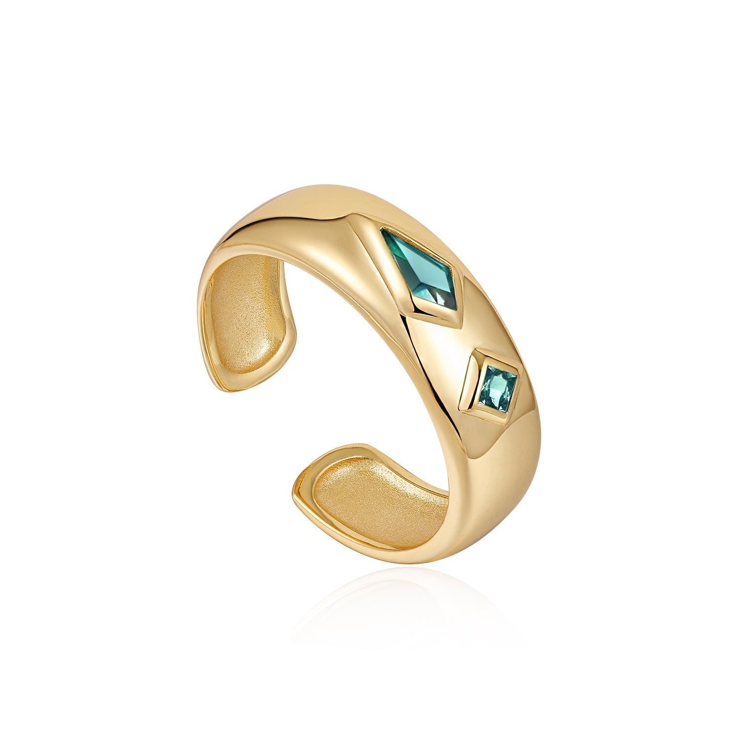Teal Sparkle Emblem Thick Ring