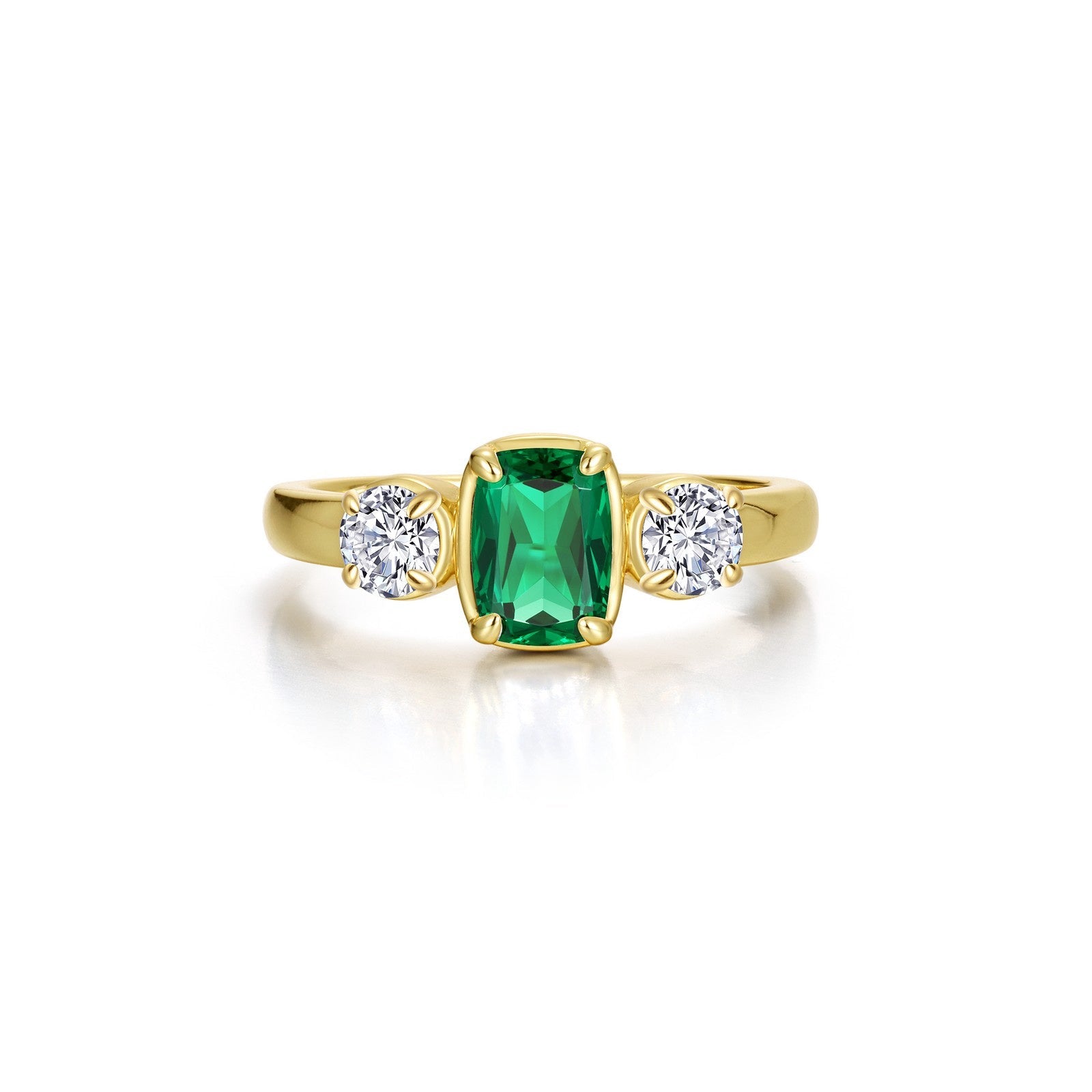 Regal Cushion-Cut Simulated Emerald Ring