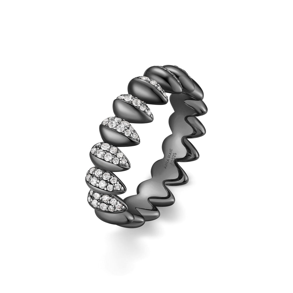 Trailblazer - Black Sparkling Puffy Spike Ring