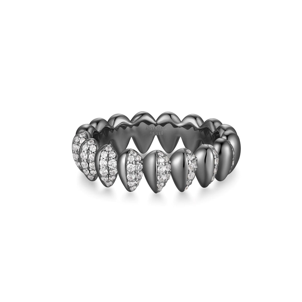 Trailblazer - Black Sparkling Puffy Spike Ring
