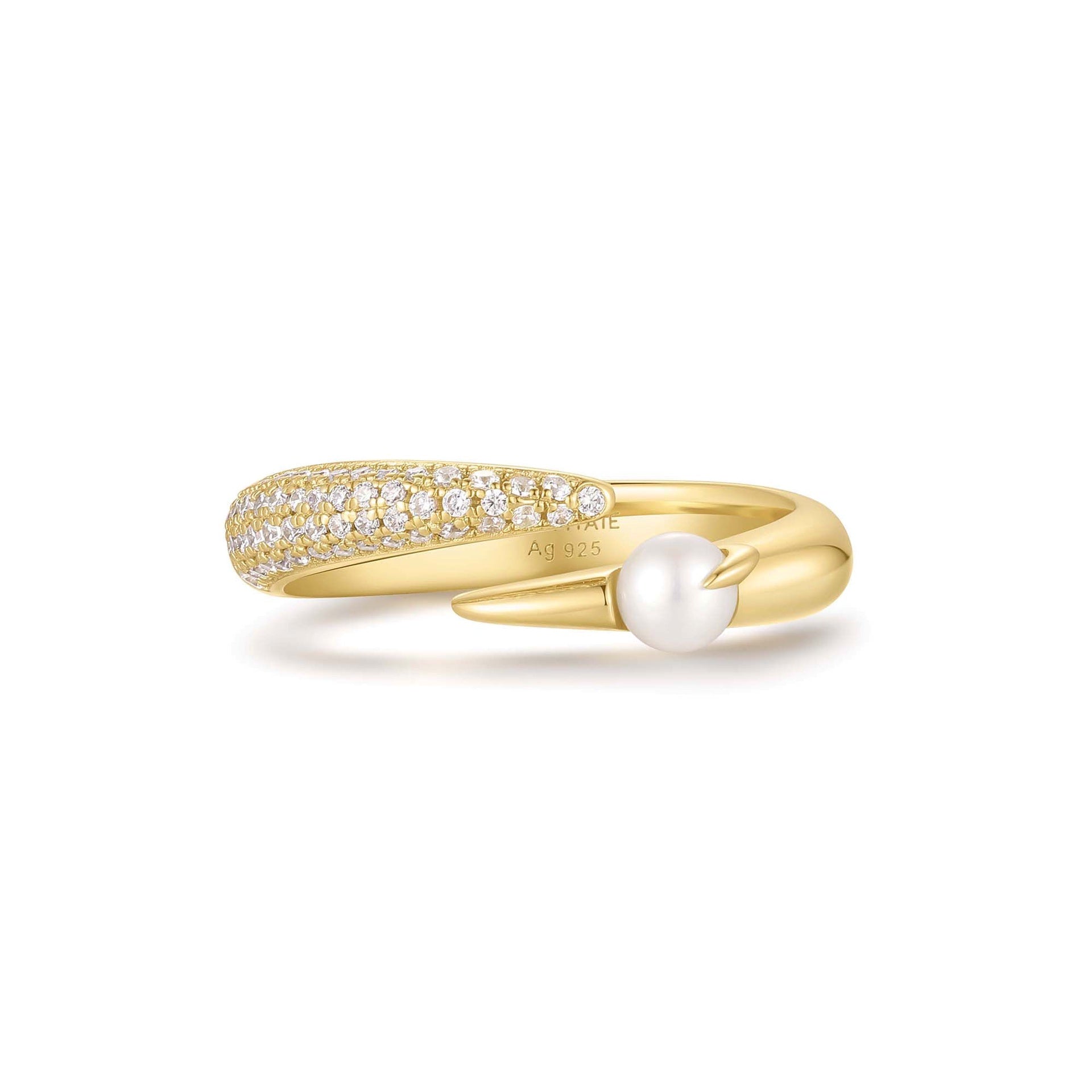 Reimaginer - Gold Sparkle Pearl Crossover Adjustable Ring