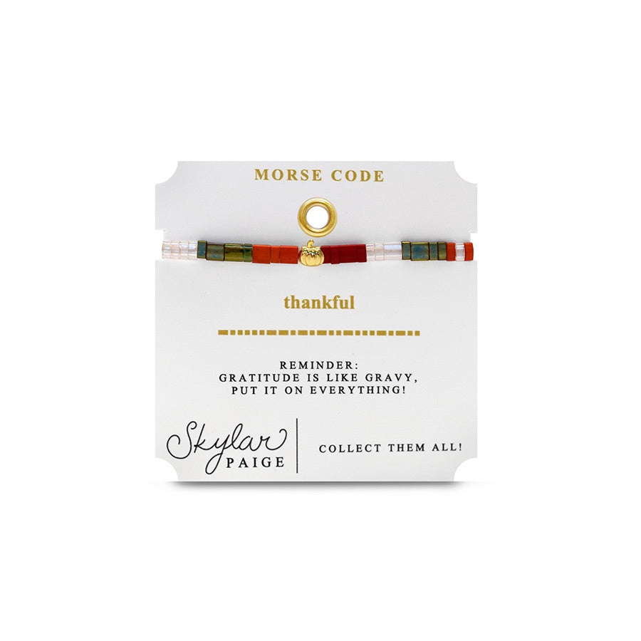 A Charming Season - Thankful Morse Code Bracelet