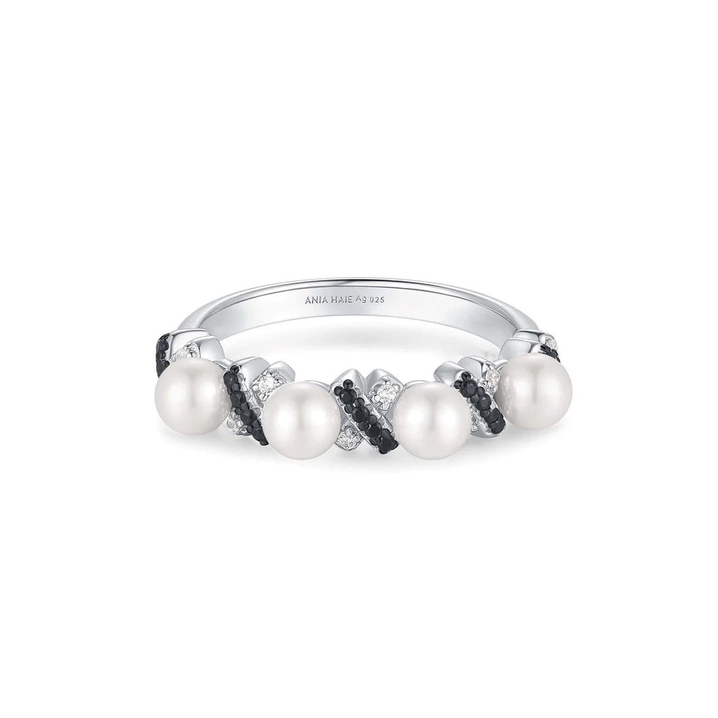 Reimaginer - Silver Sparkling Braided Shell Pearl Ring