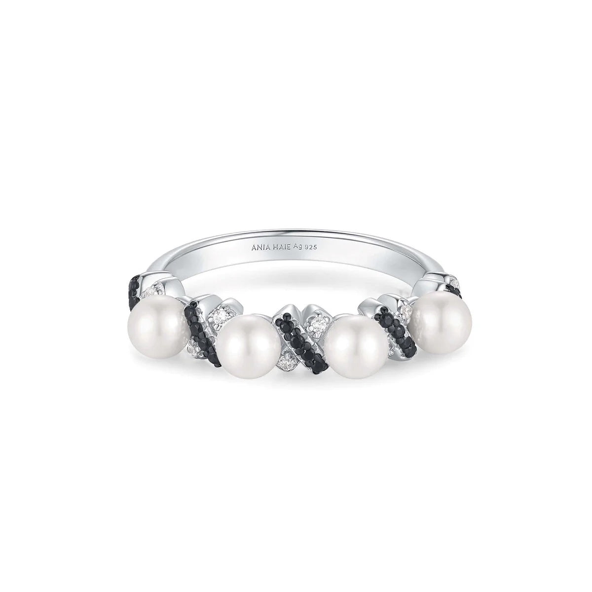 Reimaginer - Silver Sparkling Braided Shell Pearl Ring